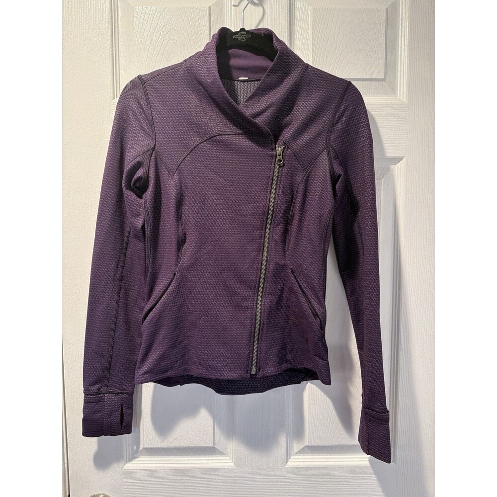 lululemon athletica Purple Track Jacket Full Zip Pockets Thumbholes Stretch 6